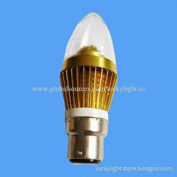 LED Candle Bulb with 6W Power Consumption, B22/E14 Base, Aluminum Alloy Lamp Housing